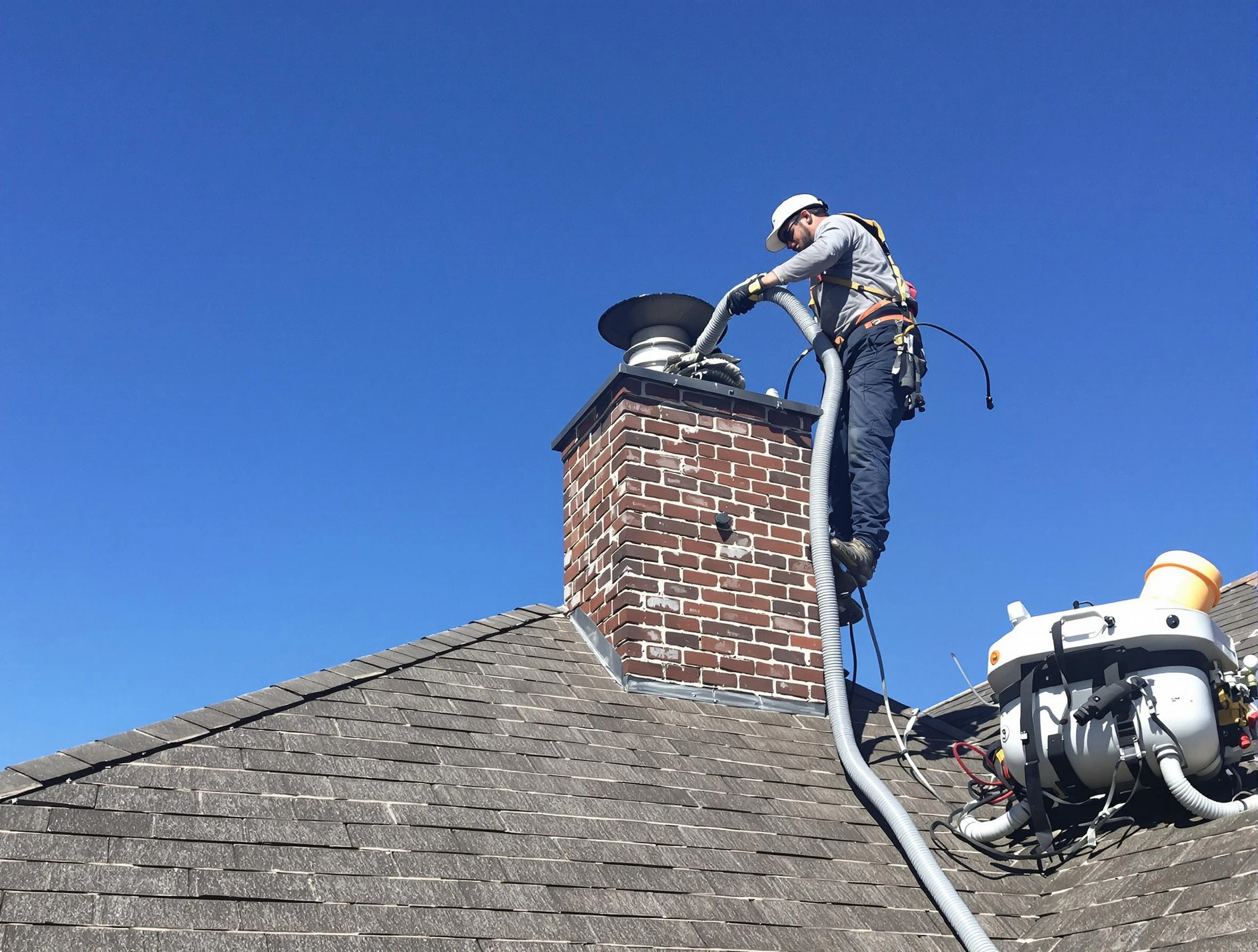 Dedicated Piscataway Chimney Sweep team member cleaning a chimney in Piscataway, NJ